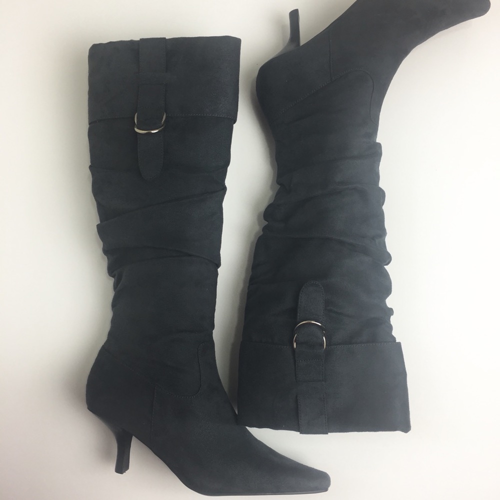 Connie Gray Suede High Heel Boots